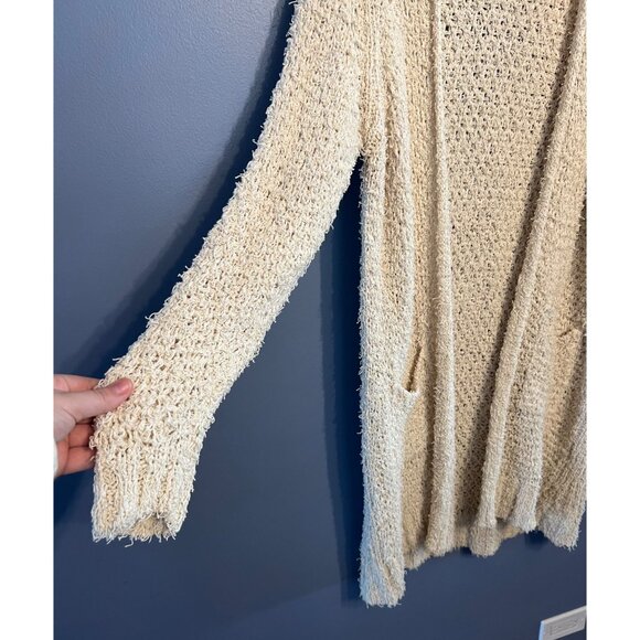 Massimo Dutti Women’s Open Knit Pockets Cream Colored Duster Cardigan SZ S Italy - Picture 2 of 8